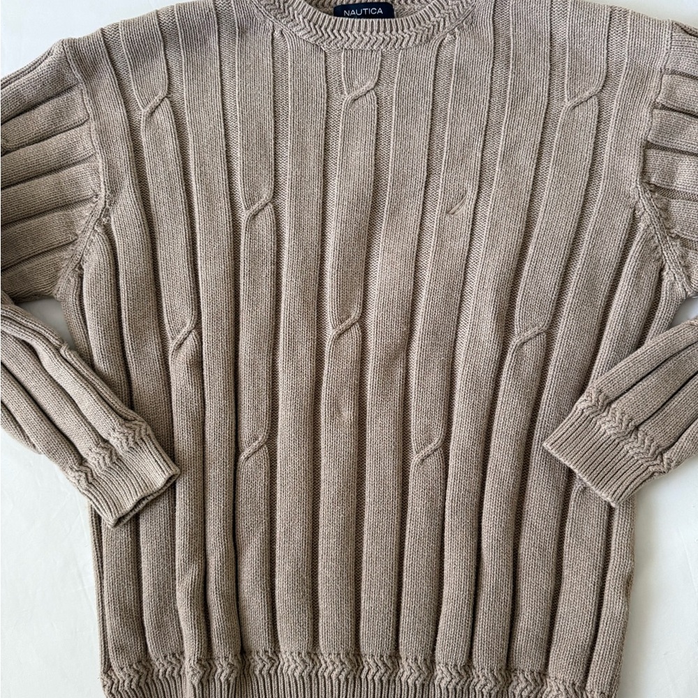 Men’s Nautica Tan Ribbed Sweater